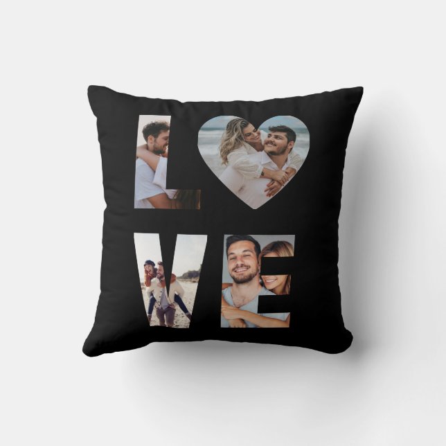 Coussin Custom LOVE Photo Collage Black (Verso)