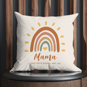 Coussin Custom Mama Boho Moderne Design Rainbow Sun