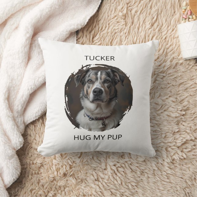 Coussin Custom Memorial Pet Pillow Hug My Pup Dog Gift (Couverture)