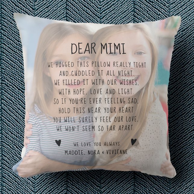 Coussin Custom Mimi Message Photo Chic Fête des Mères Mode (Créateur téléchargé)