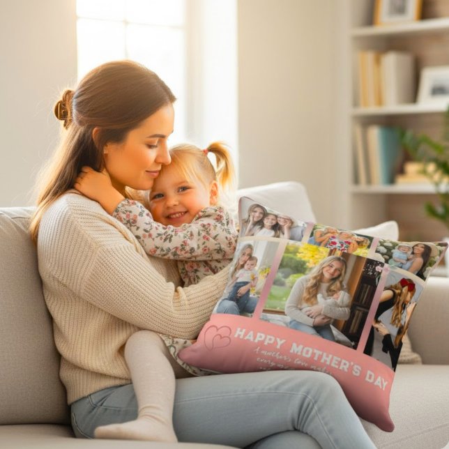 Coussin Custom Mother’s Day Photo Collage Throw Pillow (Créateur téléchargé)