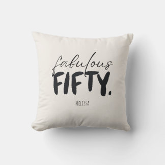 Coussin Custom Name Fabulous Fifty Beige Black
