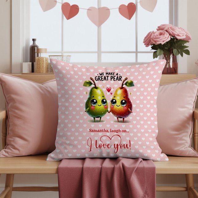 Coussin Custom Name Fruit Pun Cute Valentine Accent Pillow (Custom Name Fruit Pun Cute Valentine Accent Pillow)
