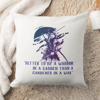 Coussin Custom Quote Japanese Samurai Blue Ink Art Pillow