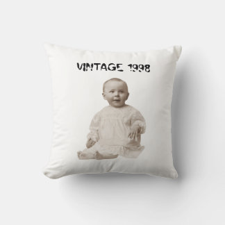 Coussin Custom Retro Vintage Happy Birthday Photo Family 