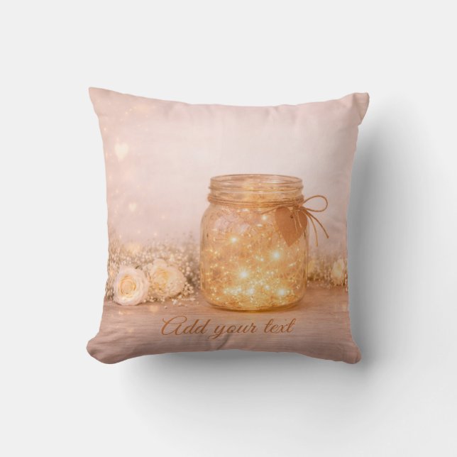 Coussin Custom Romantic Wedding Fairy Lights Pillow (Recto)