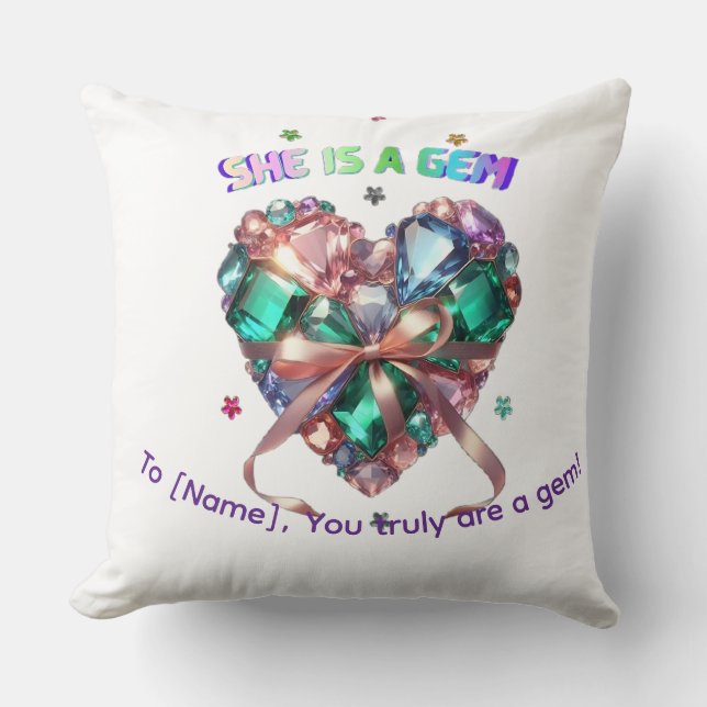 Coussin Custom She Is A Gem Heart Gemstone Gift (Recto)