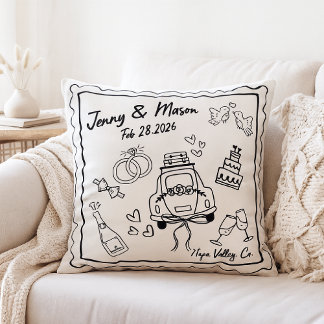 Coussin Custom Wedding Pillow Cover – Personalized Couple 