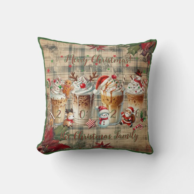 Coussin Customizable Christmas Pillow with coffee mugs (Recto)