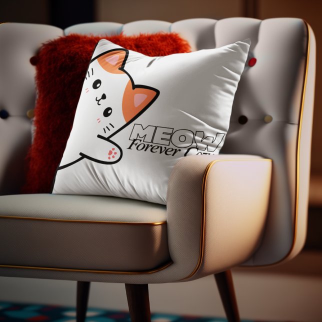 Coussin Customizable Meow Forever Cozy Cat (Créateur téléchargé)