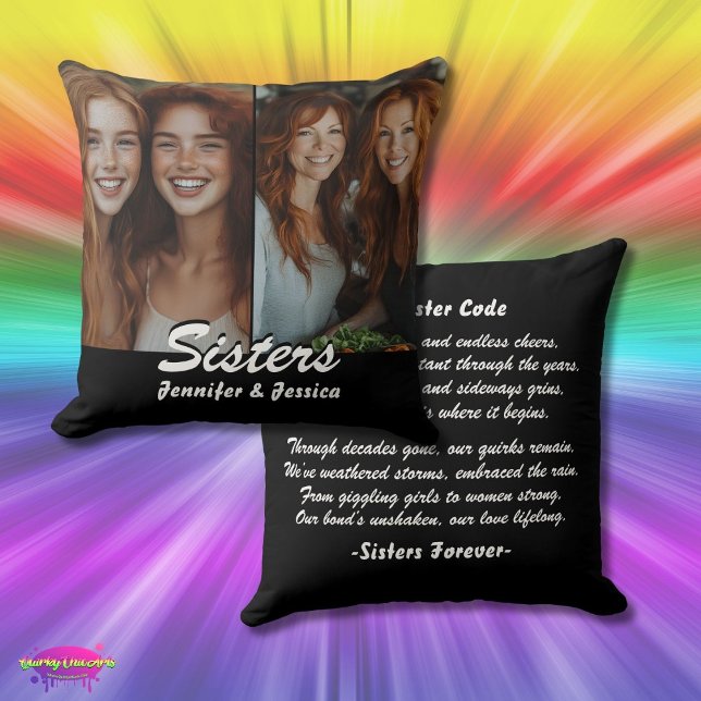 Coussin Customizable Sisters Photo and Poem Throw Pillow (Créateur téléchargé)