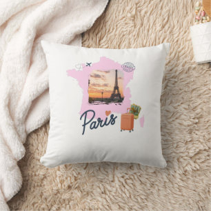 Coussin Customizable Travel Themed Paris Pillow.