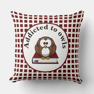 Coussin Cute Addicted Chouette amour Animal Brown Rouge Pl