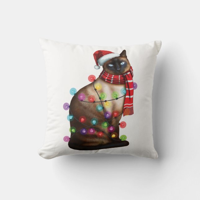 Coussin Cute Amoureux des chats siamois Funny Noël cadeau  (Recto)