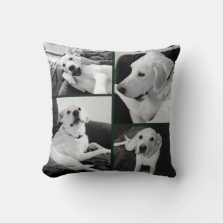 Coussin Cute and Funny Black and White Dog Photos Green