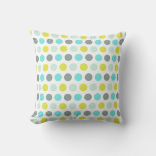 Coussin Cute Aqua Mint Blue Yellow Polka Dot Motif