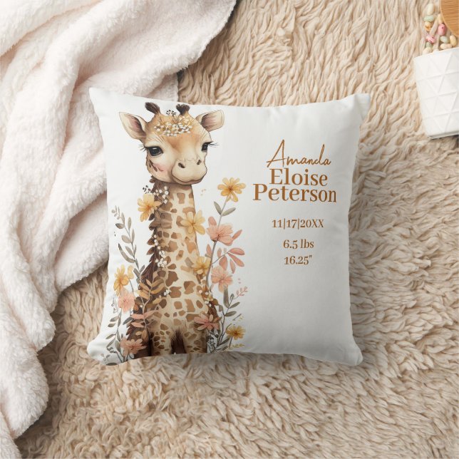 Coussin Cute Aquarelle Bébé Giraffe Bébé Statistiques (Couverture)