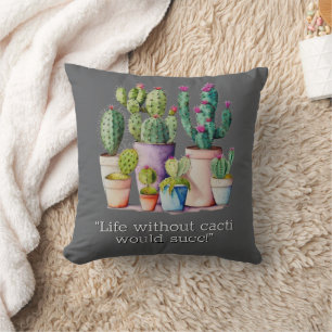 Coussin Cute aquarelle cactus succulents dans les pots