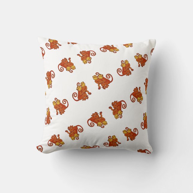Coussin Cute Aquarelle Singes Faune jungle animaux (Recto)