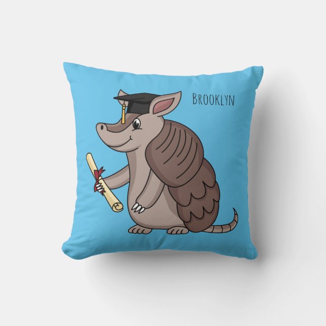 Coussin Cute armadillo avec dessin animé de la casquette d (Recto)