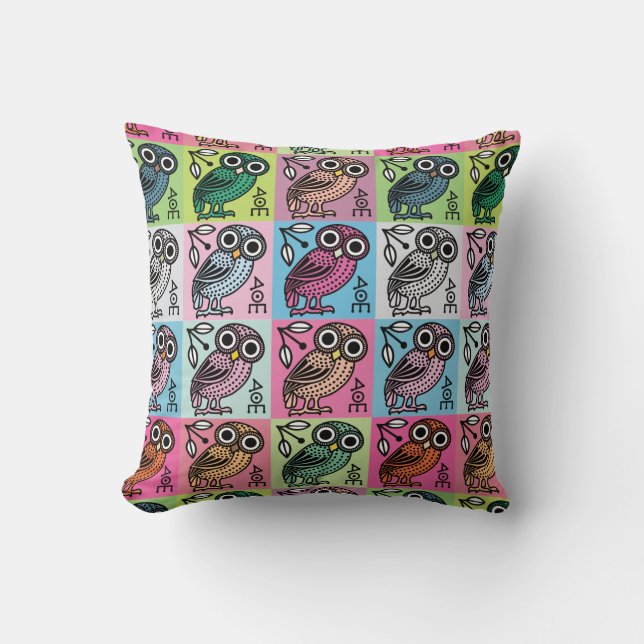 Coussin Cute Athenian Owl Pop Art (Recto)