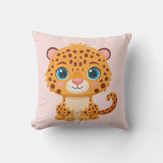Coussin Cute Baby Leopard Safari Animal Kids (Recto)