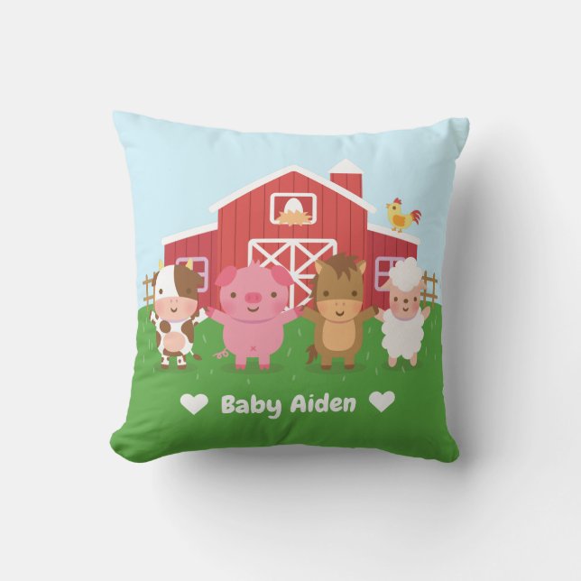 Coussin Cute Barn Farm Animals (Recto)
