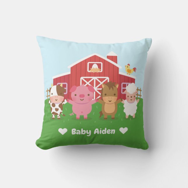 Coussin Cute Barn Farm Animals Kids Nursery Room Decor (Recto)