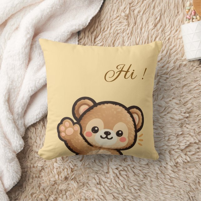 Coussin Cute Bear Throw Pillow | Kawaii Home Decor Cushion (Couverture)