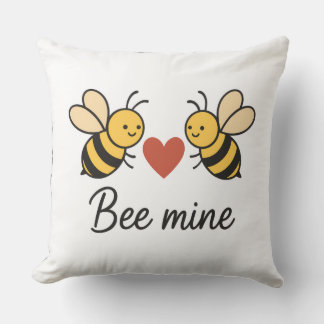 Coussin Cute Bee Couple “Bee Mine” Love Throw Pillow