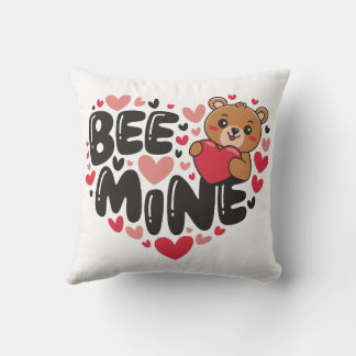 Coussin Cute Bee Mine Teddy Bear Valentine's Day
