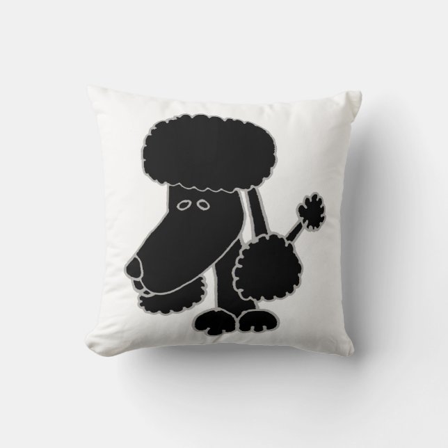 Coussin Cute Black Poodle Face Puppy Dog Design (Recto)