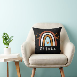 Coussin Cute Boho arc-en-ciel avec nom personnalisé