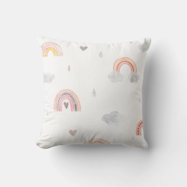 Coussin Cute Boho arc-en-ciel et nuages (Recto)