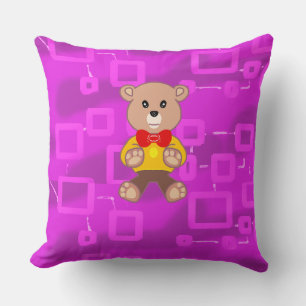 Coussin Cute Bowtie Teddy Bear Bleu vaisseau spatial