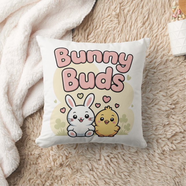 Coussin Cute Bunny Buds Easter Throw Pillow (Couverture)