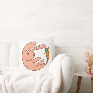 Coussin Cute Bunny & Carrot Animal Art Nursery