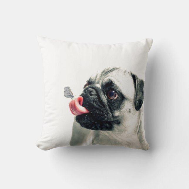 Coussin Cute CARLIN animal blanc - personnalisez-le (Recto)
