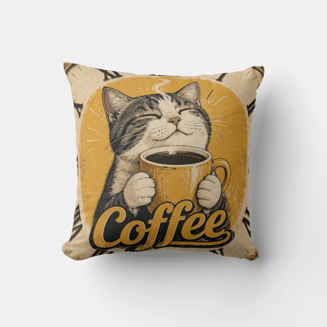 Coussin Cute Cat Coffee (Recto)