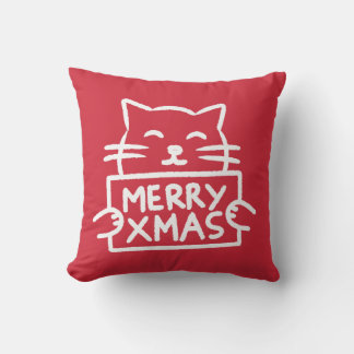 Coussin Cute Cat Merry Xmas