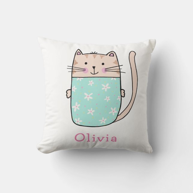 Coussin Cute Cat Personnalisé Nom Personnalisé Motif (Recto)