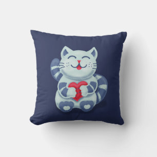 Coussin Cute chat Blue Valentine Enfants