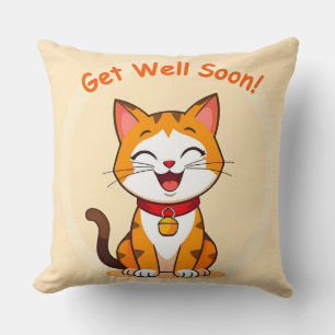 Coussin Cute Chat Souriant Avec Un Message "Get Well Bient