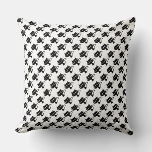 Coussin Cute chats blancs noirs motifs