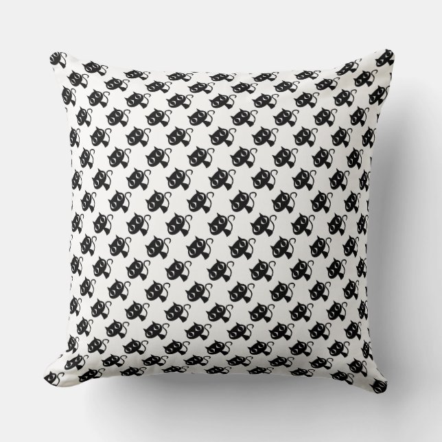 Coussin Cute chats blancs noirs motifs (Recto)