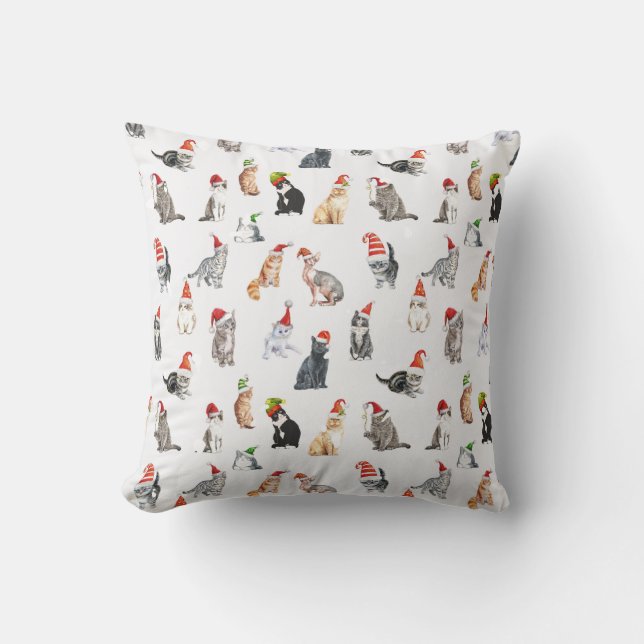 Coussin Cute Christmas Cat Pattern Pillow  (Recto)