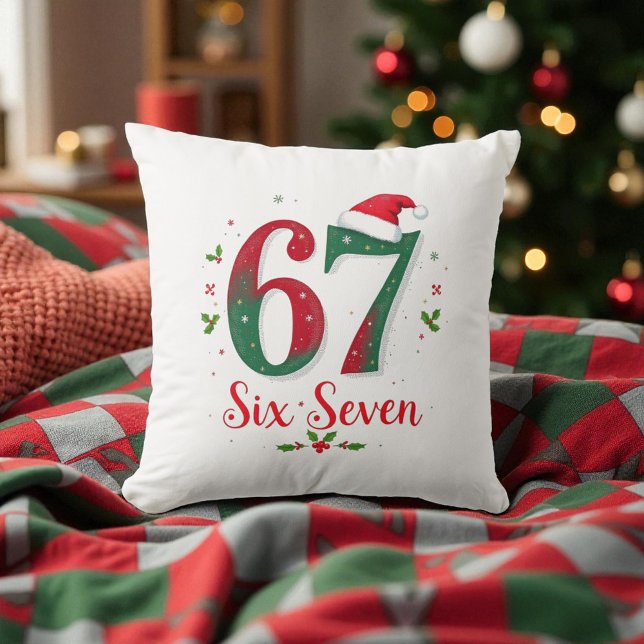 Coussin Cute Christmas Meme Six Seven 67 6 7 Holiday (Créateur téléchargé)