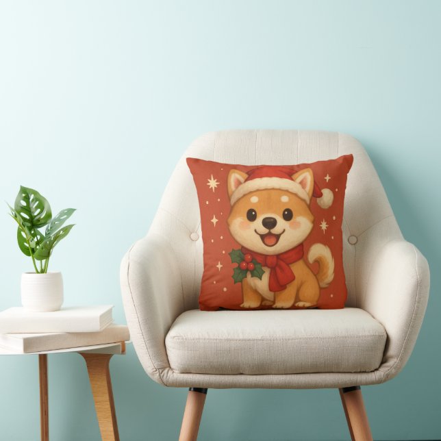 Coussin Cute Christmas Puppy Pillow (Chaise)