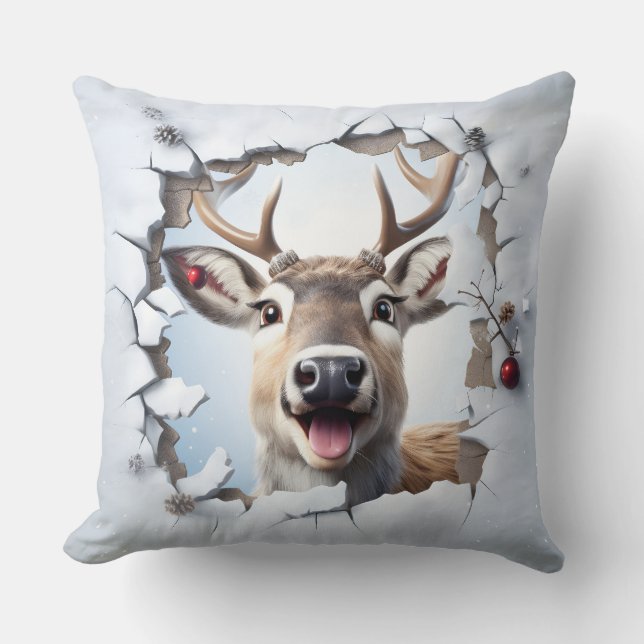 Coussin Cute Christmas Reindeer Throw Pillow (Recto)