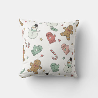 Coussin Cute Christmas Seamless Pattern | Gingerbread, Sno